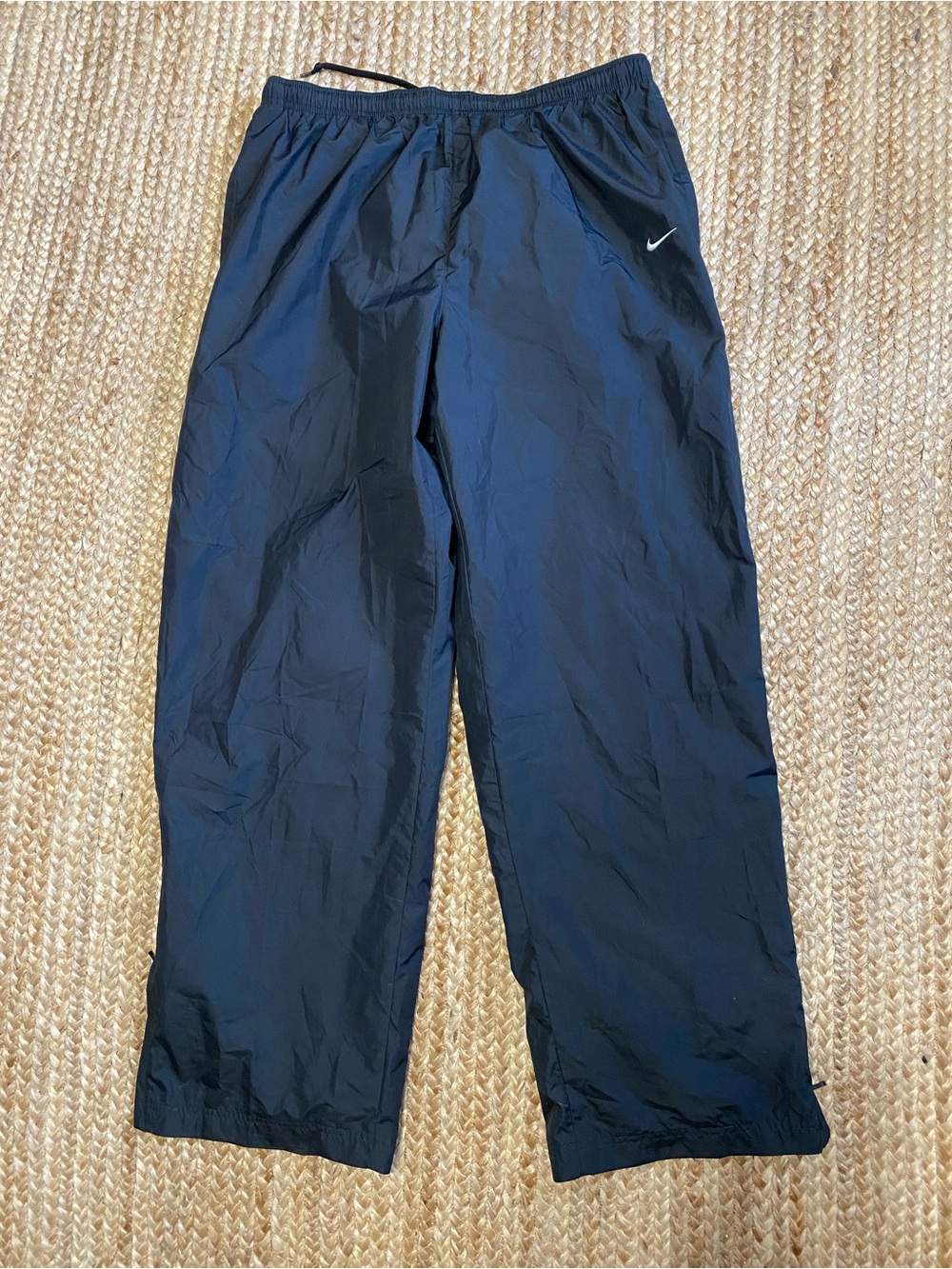 Nike Black Men's Lightweight Track Pants with White Swoosh